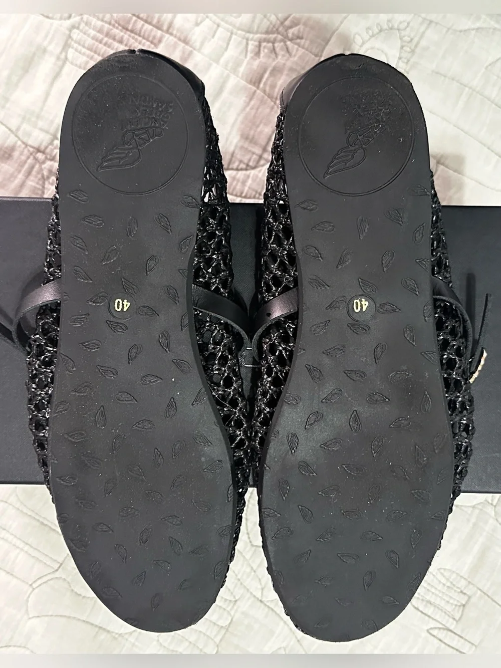 Ancient Greek Sandals Aerati Black Raffia Ballet Flats IT 40 / US 10 $380